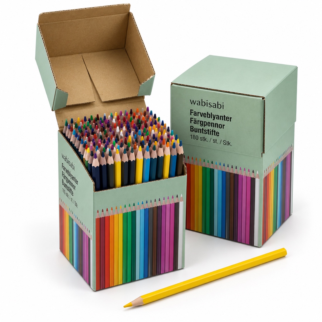 Coloured pencils in retail cartons
